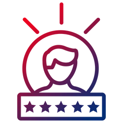Icon Person und fünf Sterne
